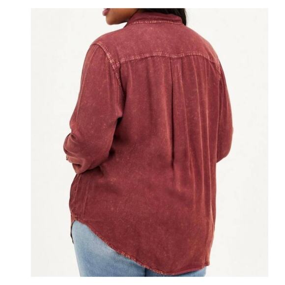 TORRID Twill Button-Up Long Sleeve Shirt Sz 1 - Picture 3 of 9